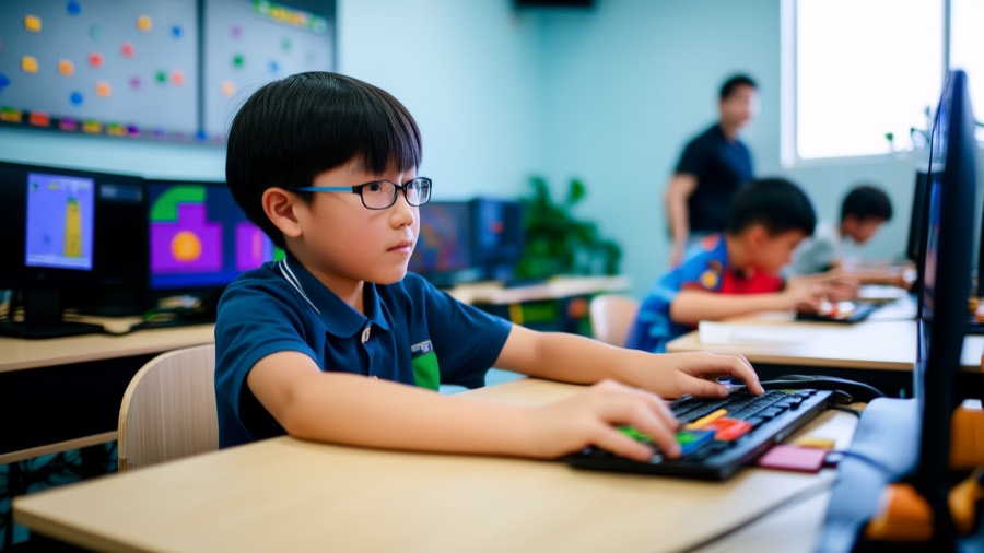 孩子们在学习图形化编程